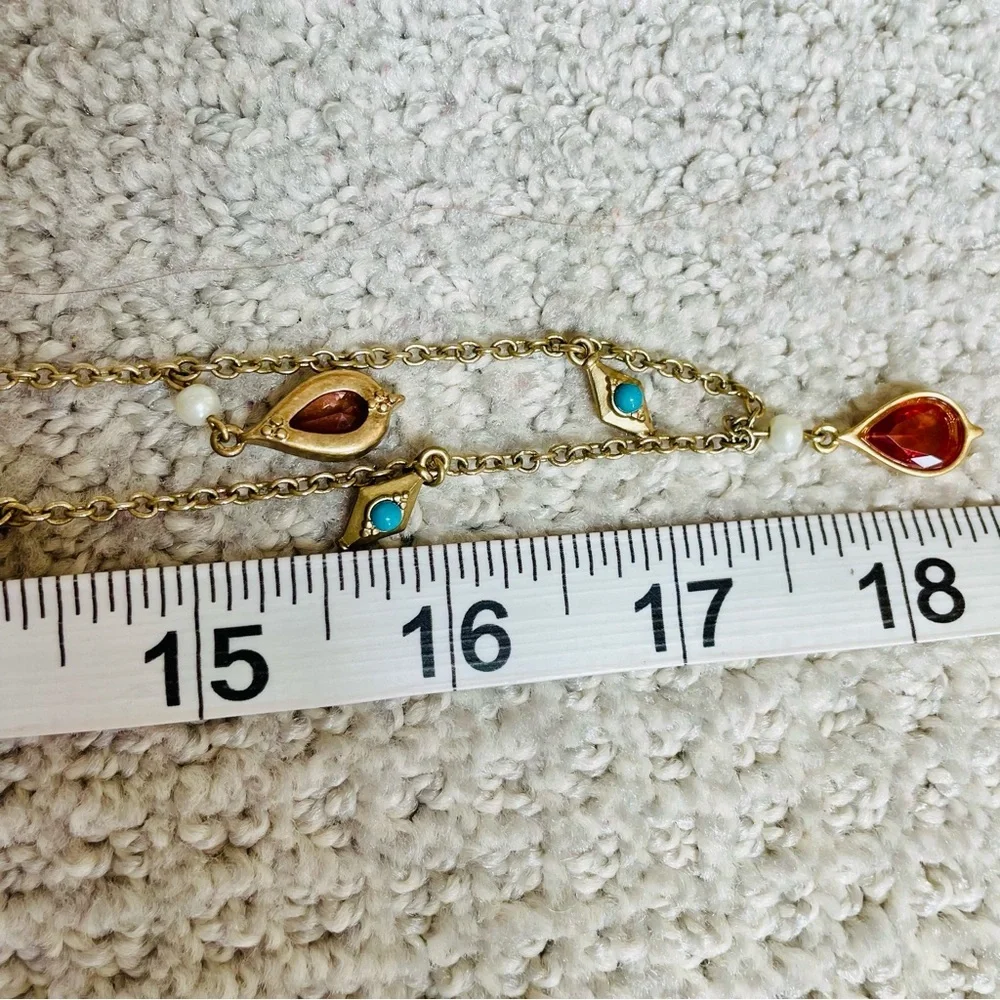 Lauren Ralph Lauren 90's Y2K Matte Gold Dangle Charm Necklace Earring Set Work - Picture 9 of 10